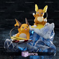 Basic Pokemon Collection - Surfing Raichus 3D STL Model