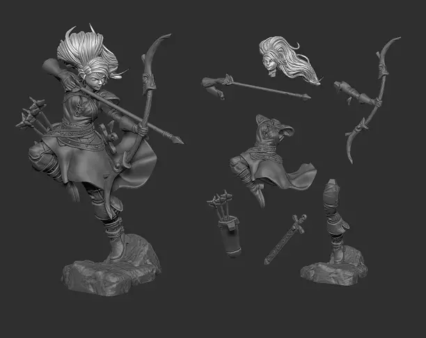 Female Archer Character 3D STL Model