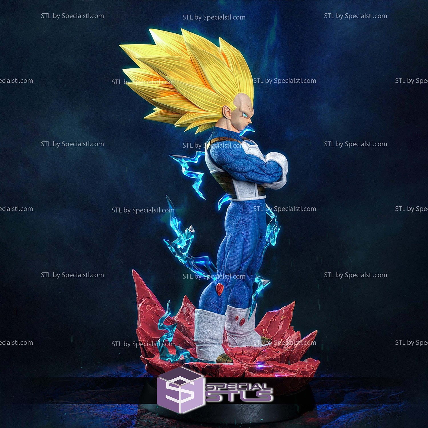 Vegeta SSJ3 Lighting STL Files 3D Model — view 3