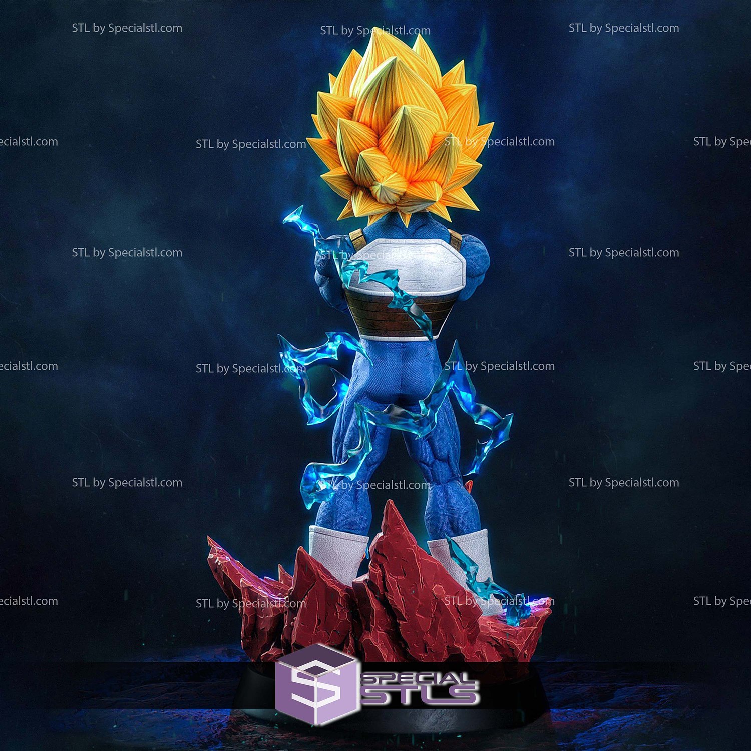Vegeta SSJ3 Lighting STL Files 3D Model — view 4