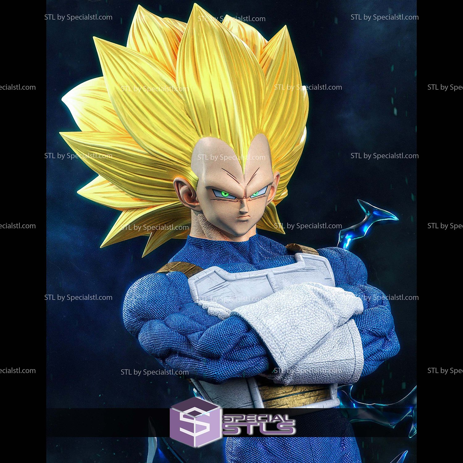 Vegeta SSJ3 Lighting STL Files 3D Model — view 6