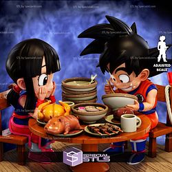 Goku and Chichi with Meals 3D Printer Files STL Model