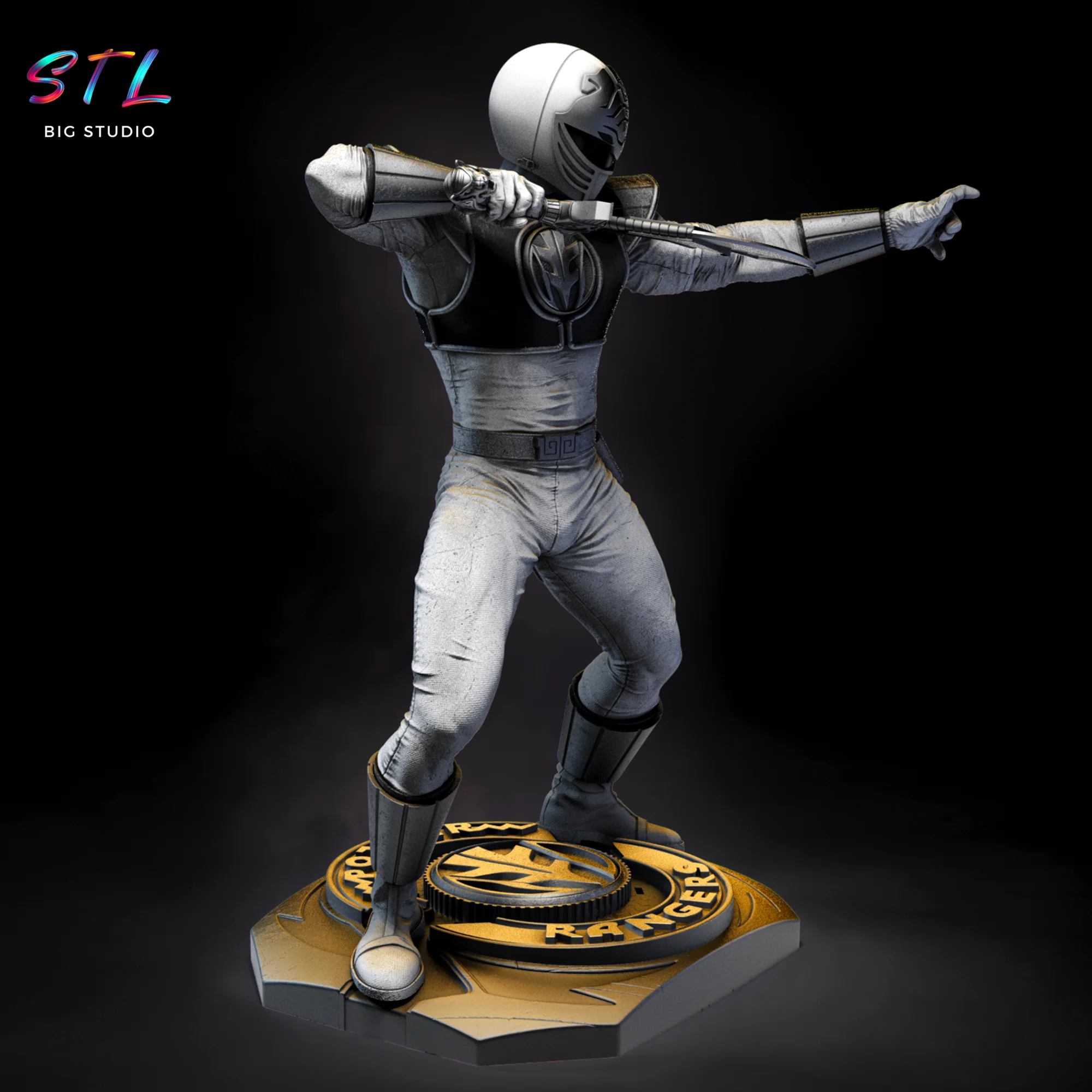 White Power Ranger STL | 3D Printable Model Model — view 3