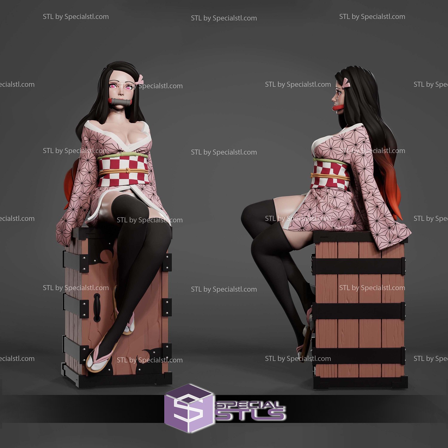 Nezuko Kimono Adult 3D Model Sculpture STL Model — view 3