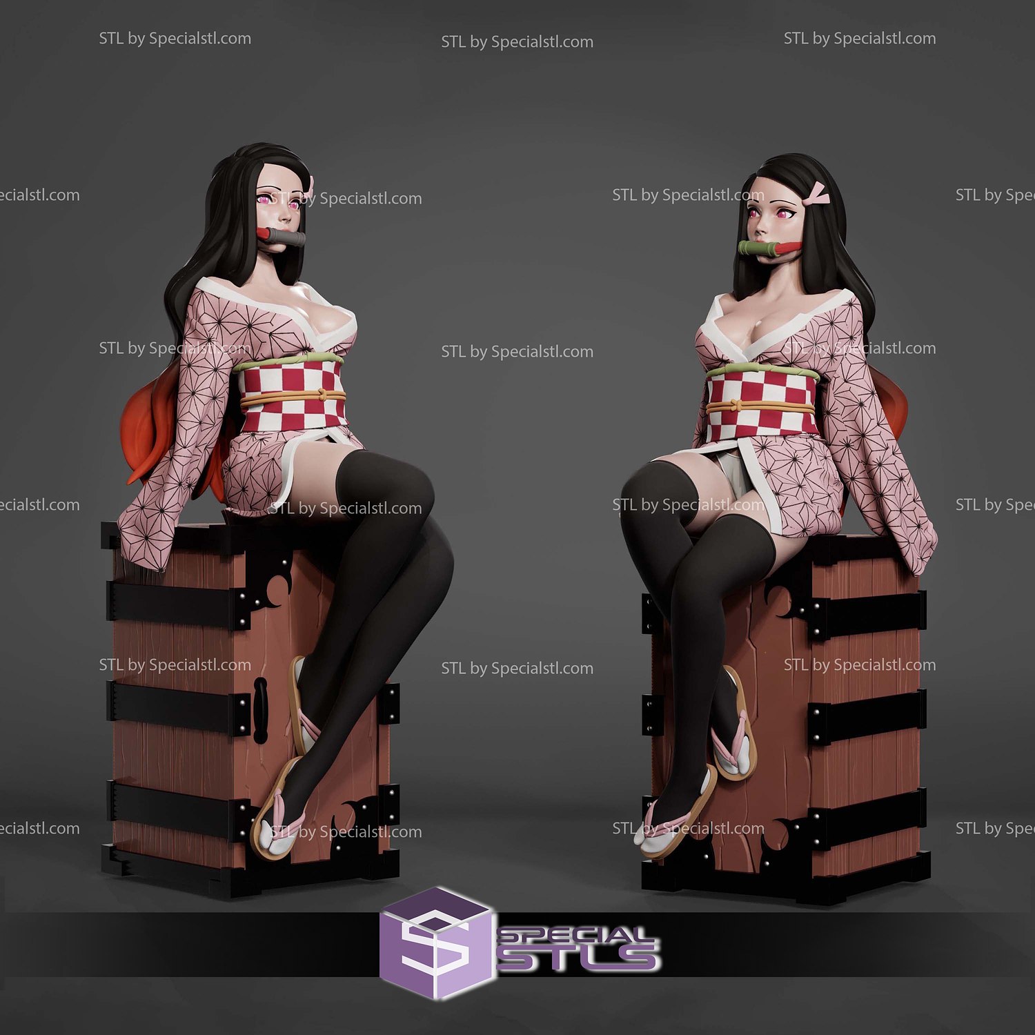 Nezuko Kimono Adult 3D Model Sculpture STL Model — view 4