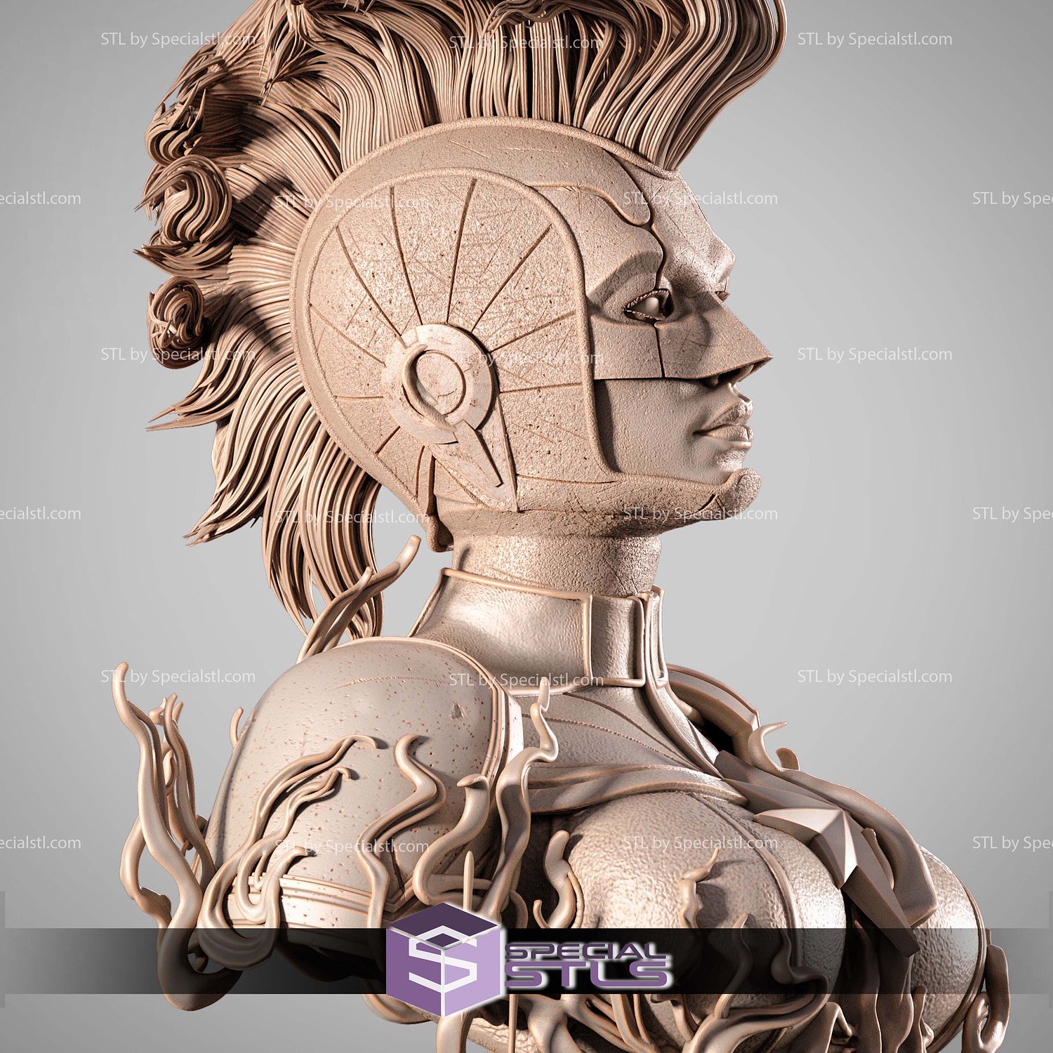 Captain Marvel 2025 Portrait Bust STL Files 3D Model — view 3