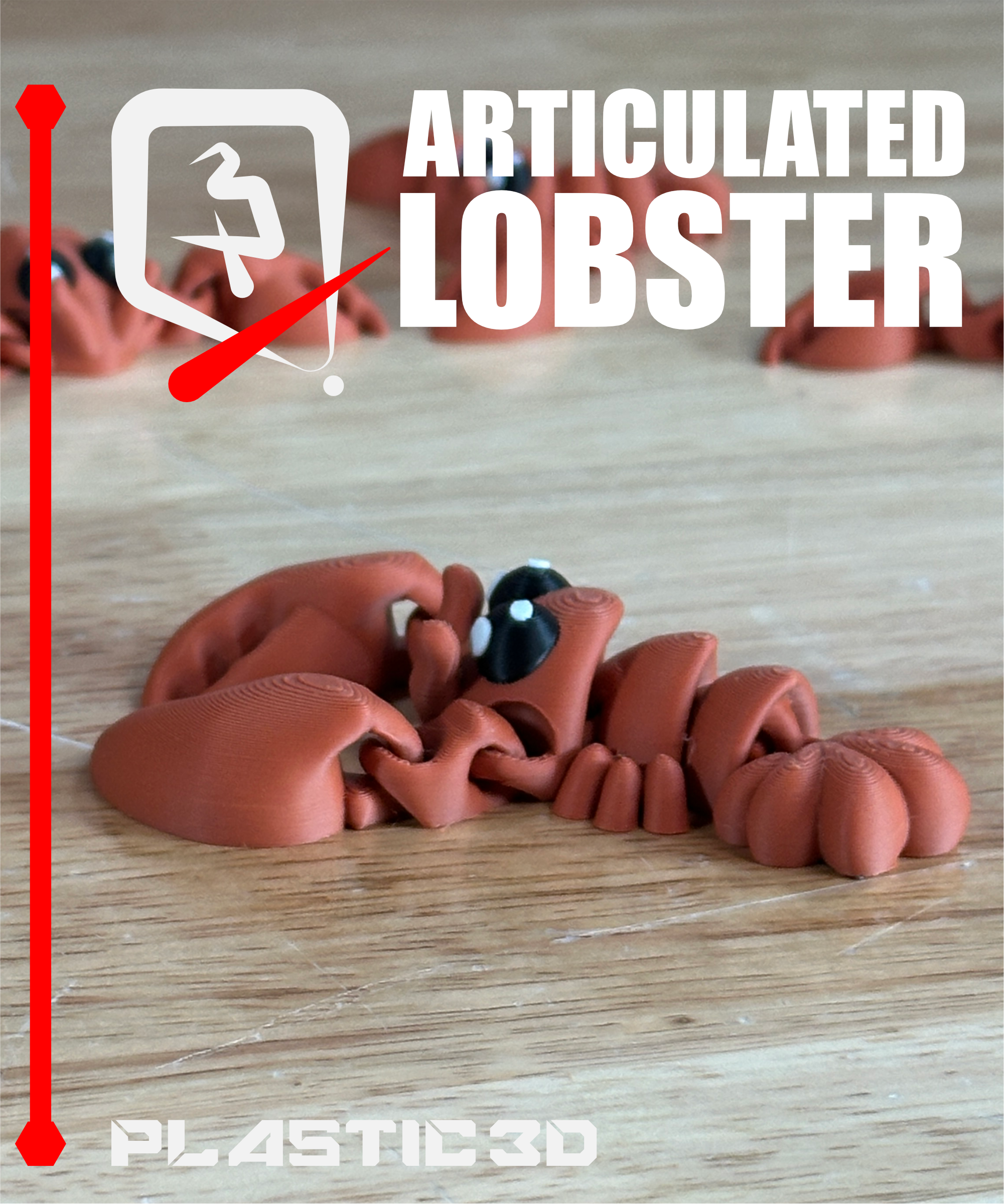 Articulated Lobster — The Crimson Crusader 3D STL Model — view 3