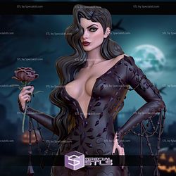 Morticia Addams Spooky Waifu Digital STL Files 3D Model