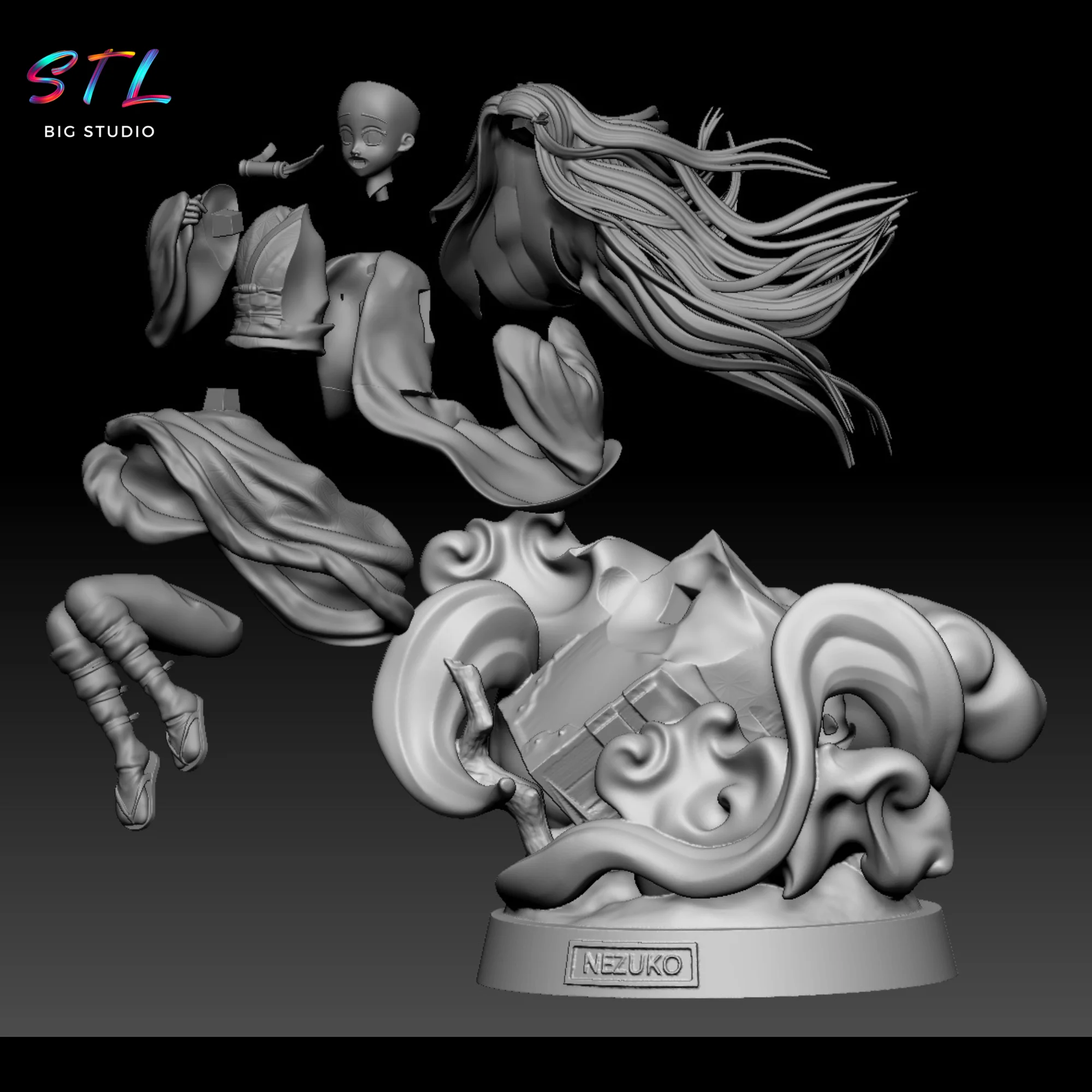 Nezuko Kamado STL for 3D Printing | Demon Slayer Model — view 3
