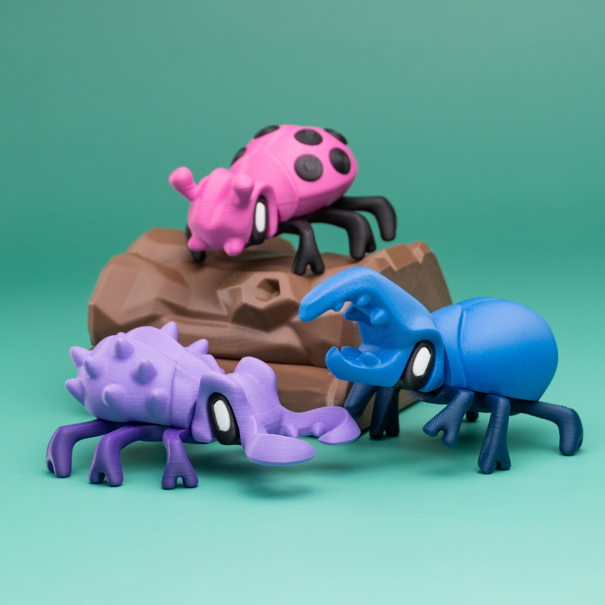 Blob Beetles - Mini Modular Art Toy with Log Container 3D 3MF Model