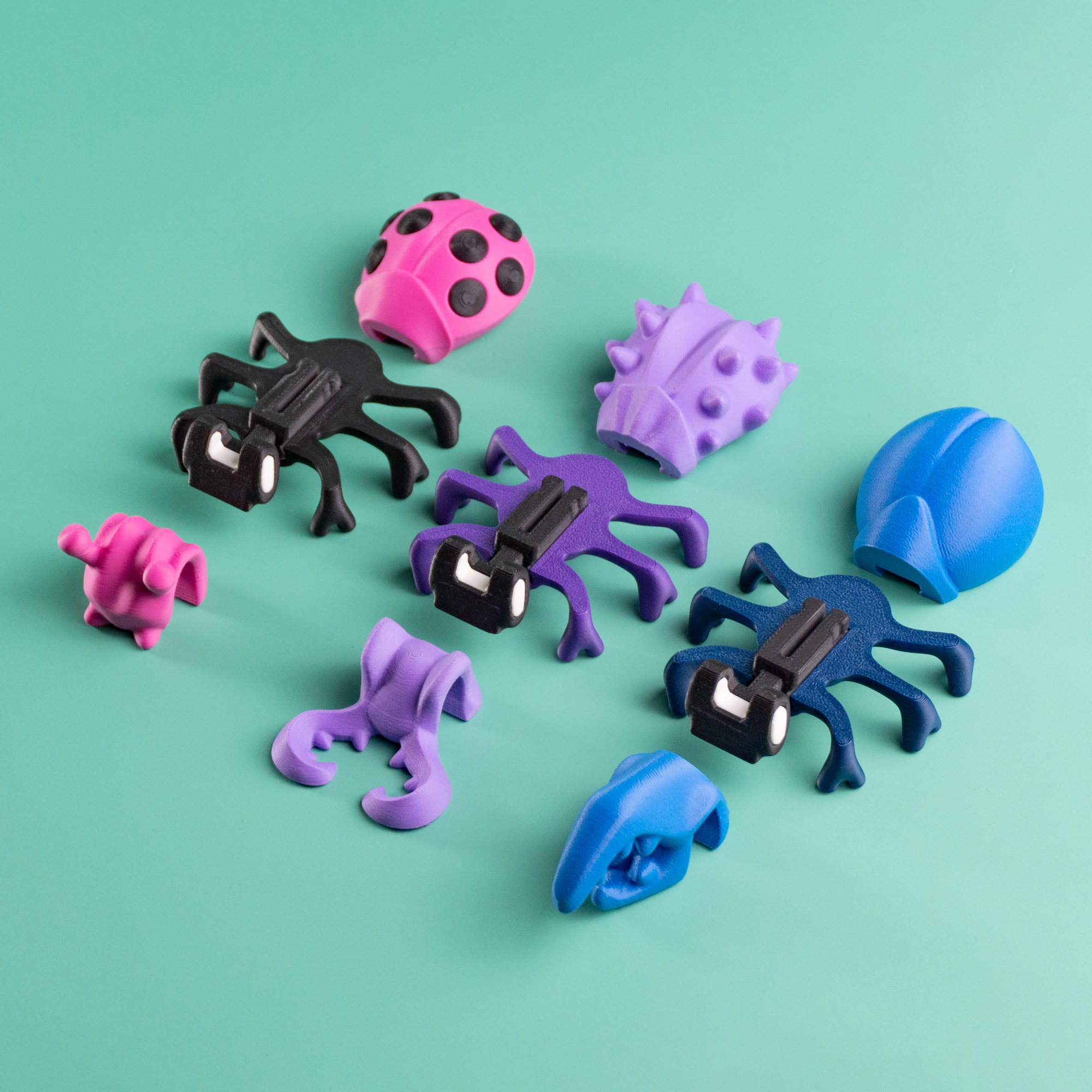 Blob Beetles - Mini Modular Art Toy with Log Container 3D 3MF Model — view 3