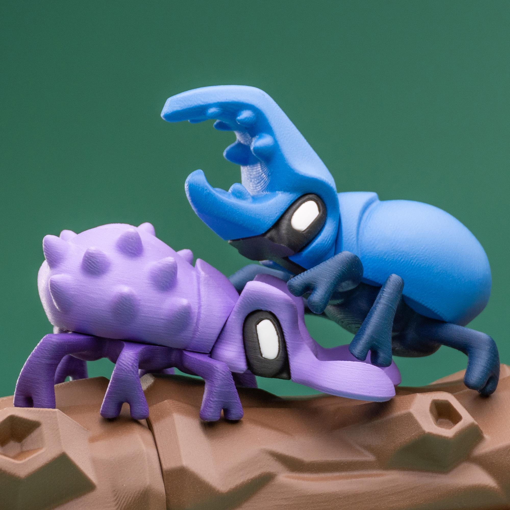 Blob Beetles - Mini Modular Art Toy with Log Container 3D 3MF Model — view 5