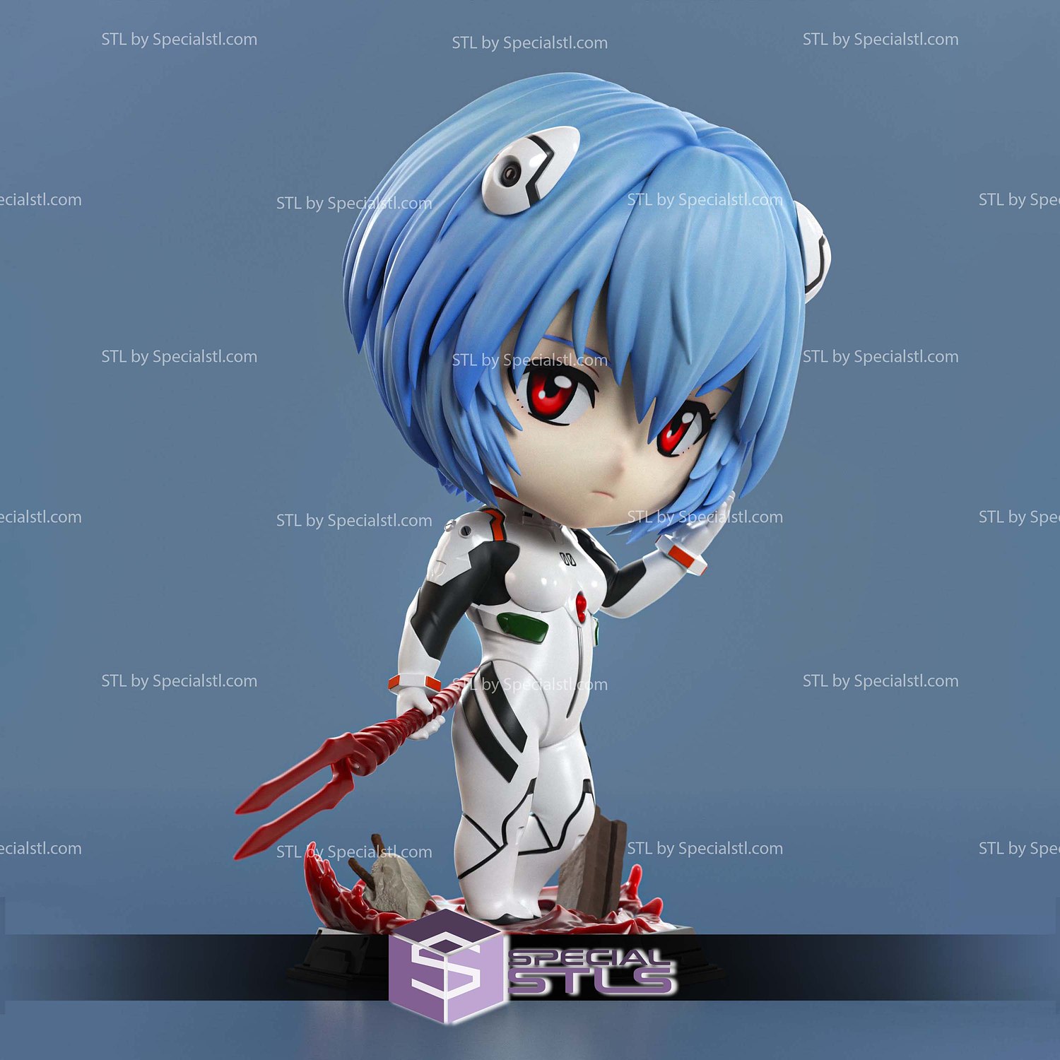 Rei Ayanami Evangelion Chibi 3D Printer Files STL Model — view 4