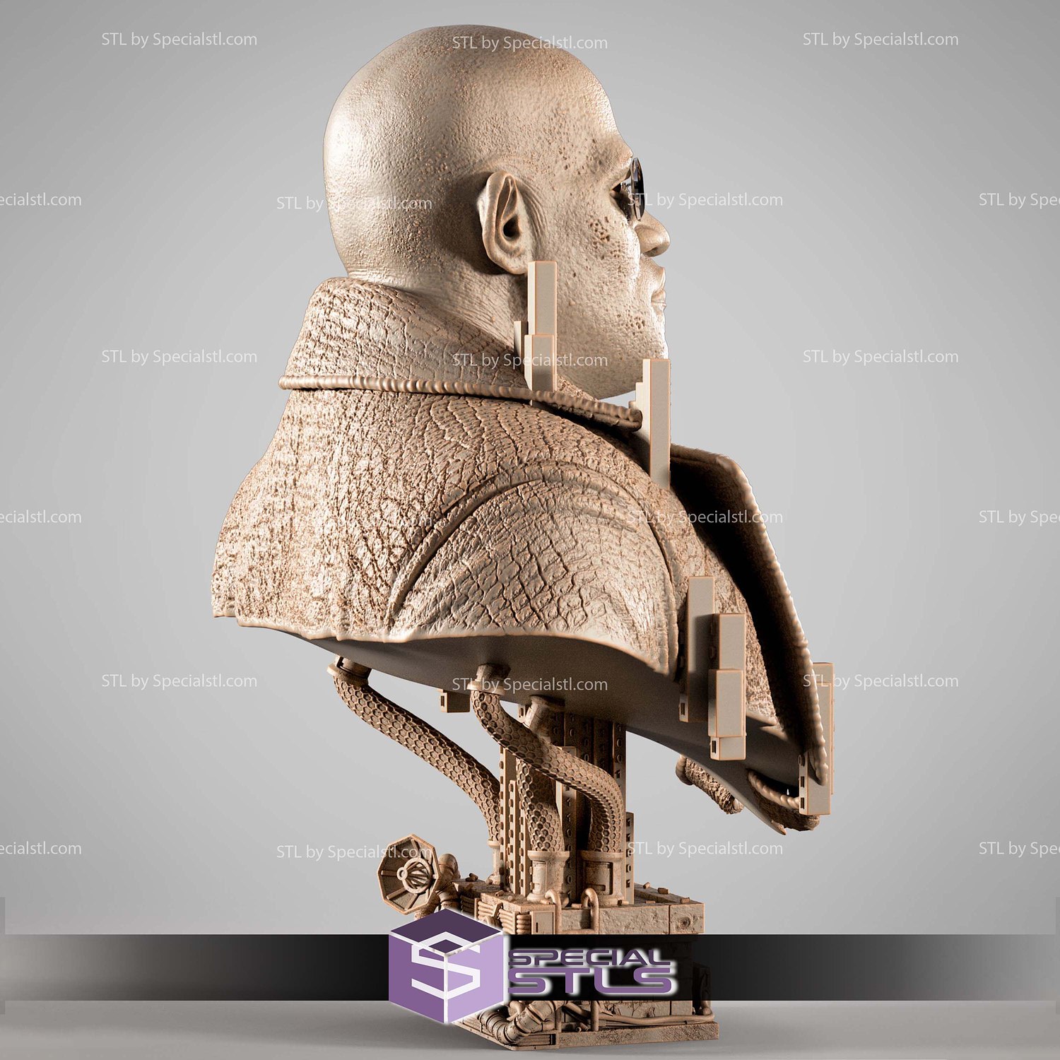 Morpheus Matrix Portrait Bust STL Files 3D Model — view 3