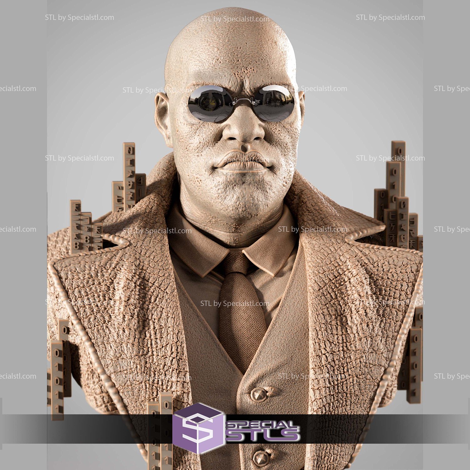 Morpheus Matrix Portrait Bust STL Files 3D Model — view 4