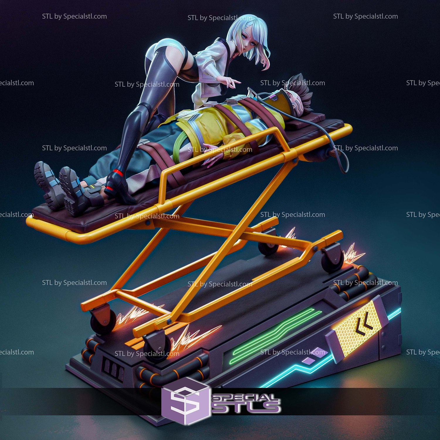 Lucy and David Tied Cyberpunk Sculptures 3D Printing STL Model — view 4
