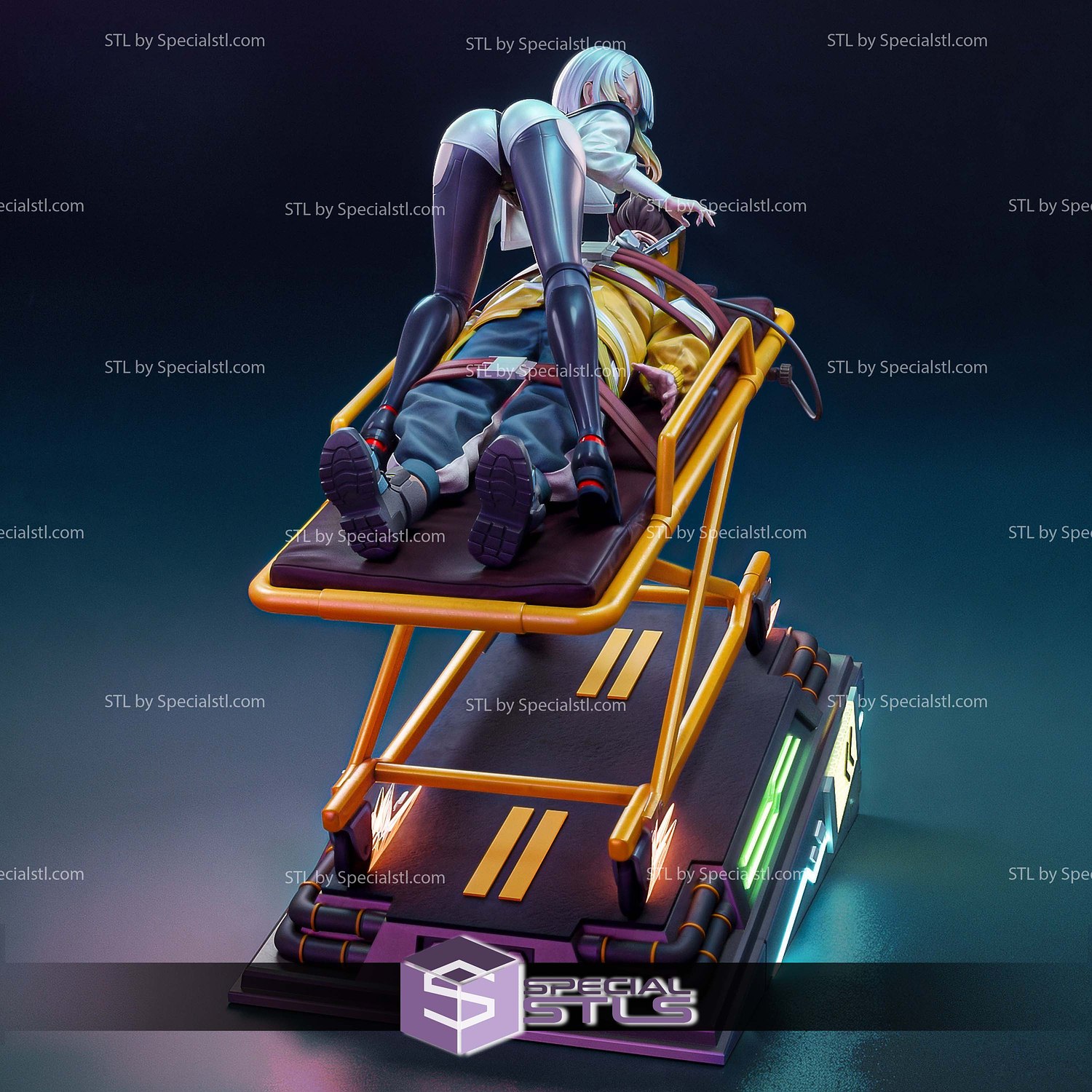 Lucy and David Tied Cyberpunk Sculptures 3D Printing STL Model — view 5