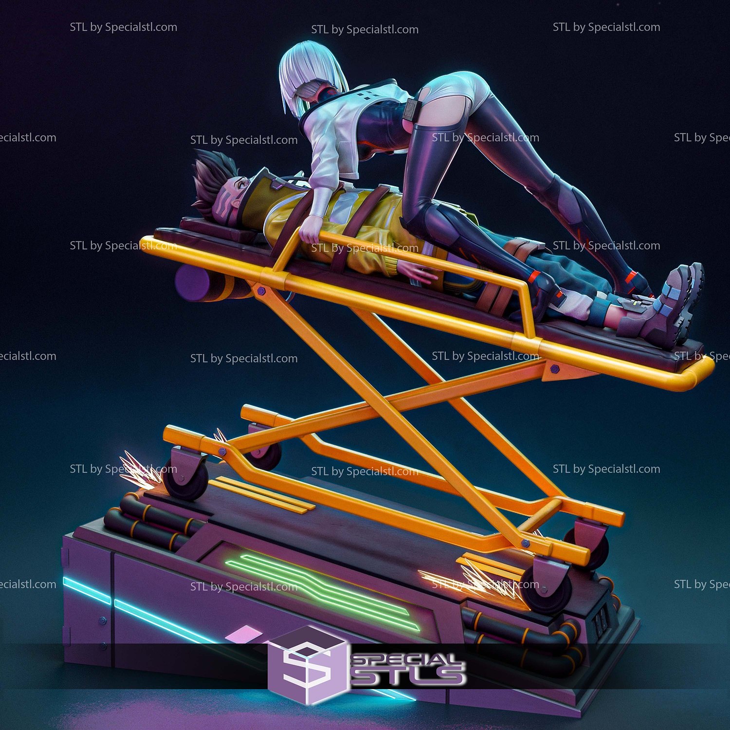 Lucy and David Tied Cyberpunk Sculptures 3D Printing STL Model — view 6