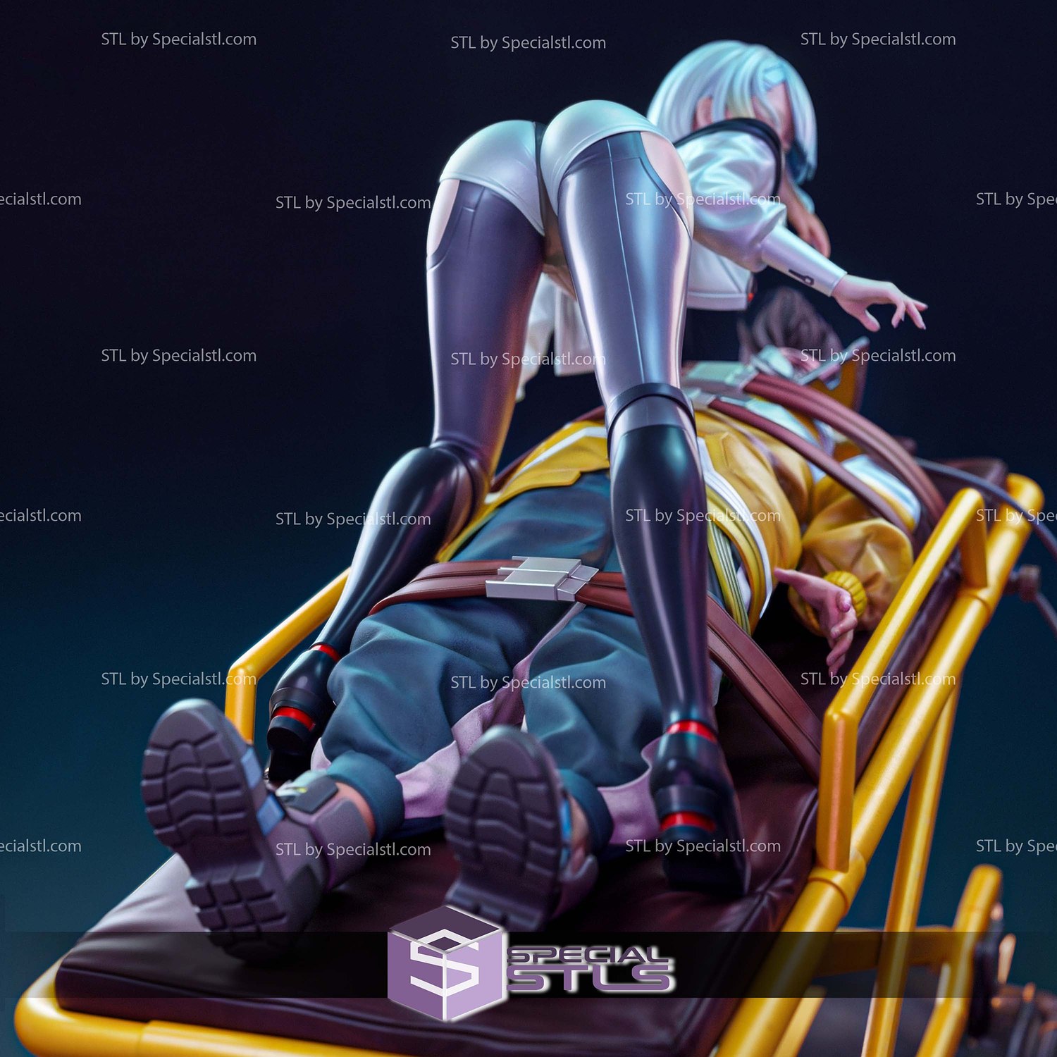 Lucy and David Tied Cyberpunk Sculptures 3D Printing STL Model — view 7