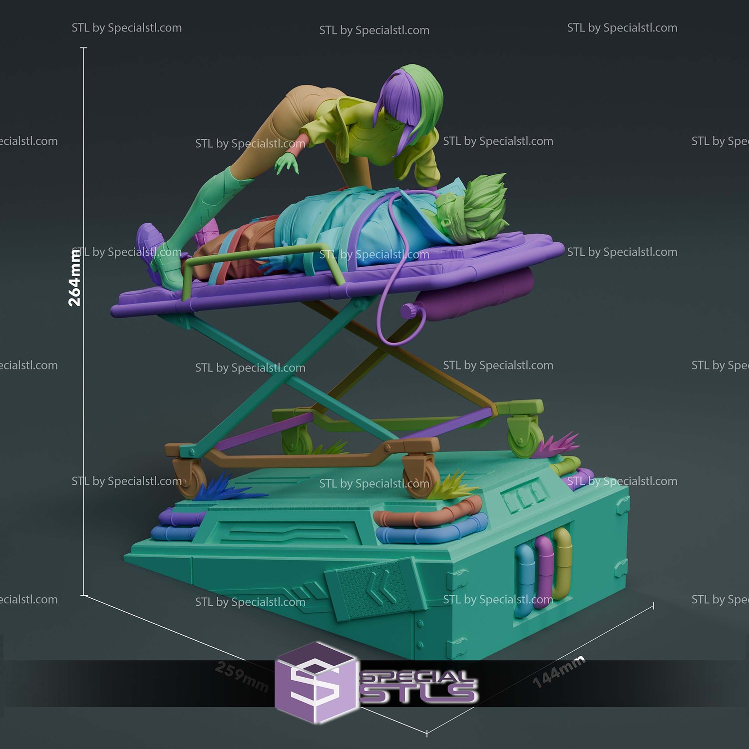 Lucy and David Tied Cyberpunk Sculptures 3D Printing STL Model — view 8
