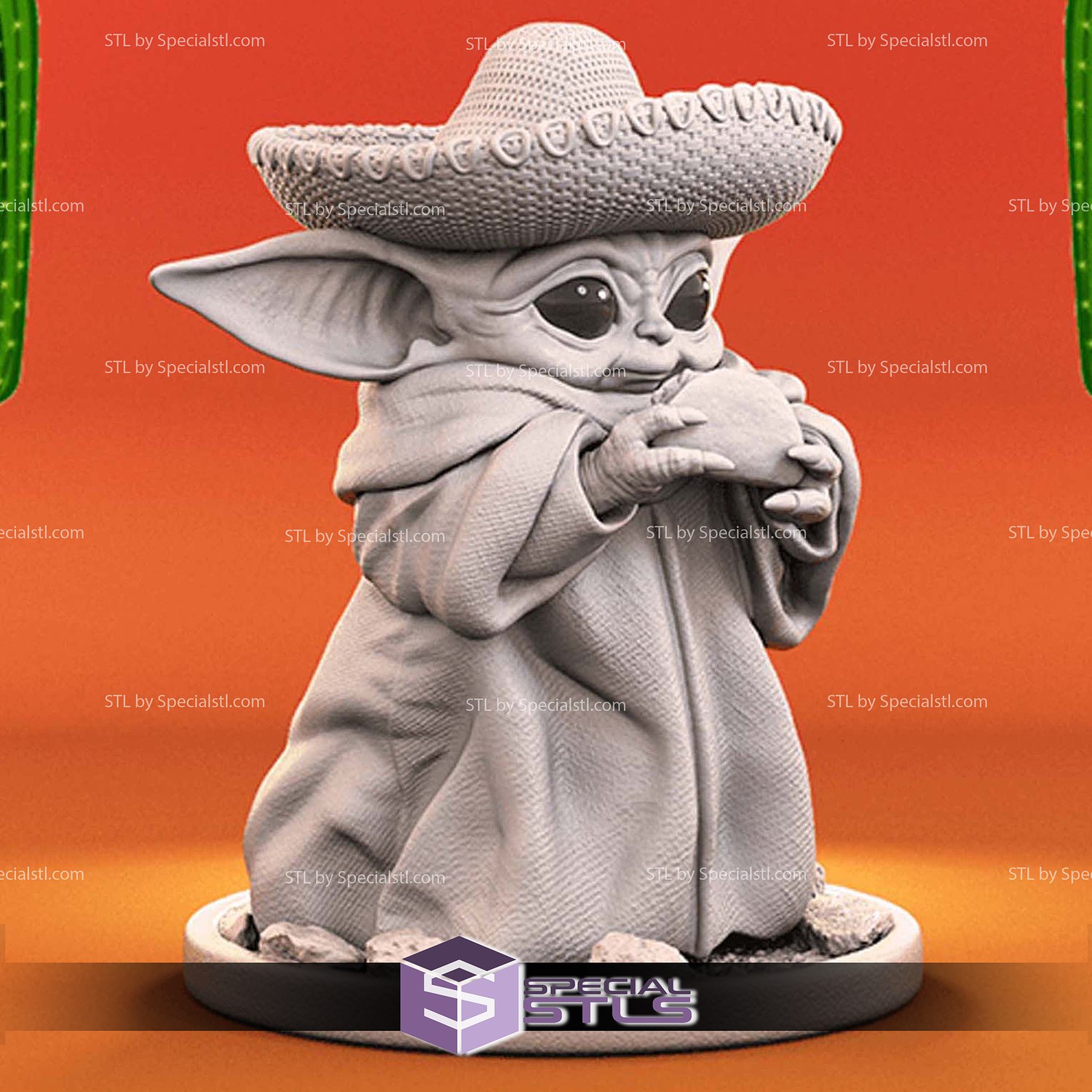 Baby Yoda Cinco de Mayo 3D Printer Files STL Model — view 2