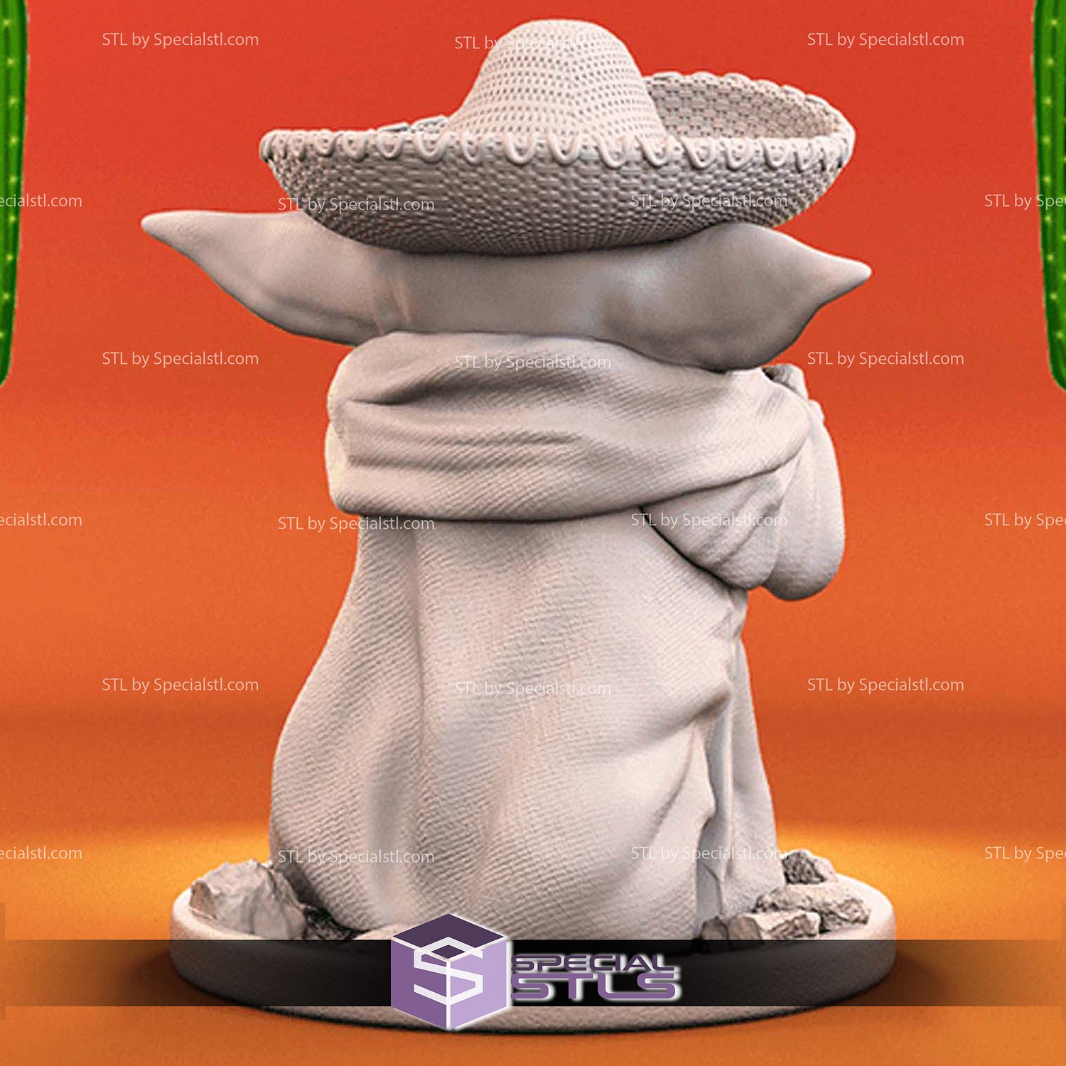 Baby Yoda Cinco de Mayo 3D Printer Files STL Model — view 3