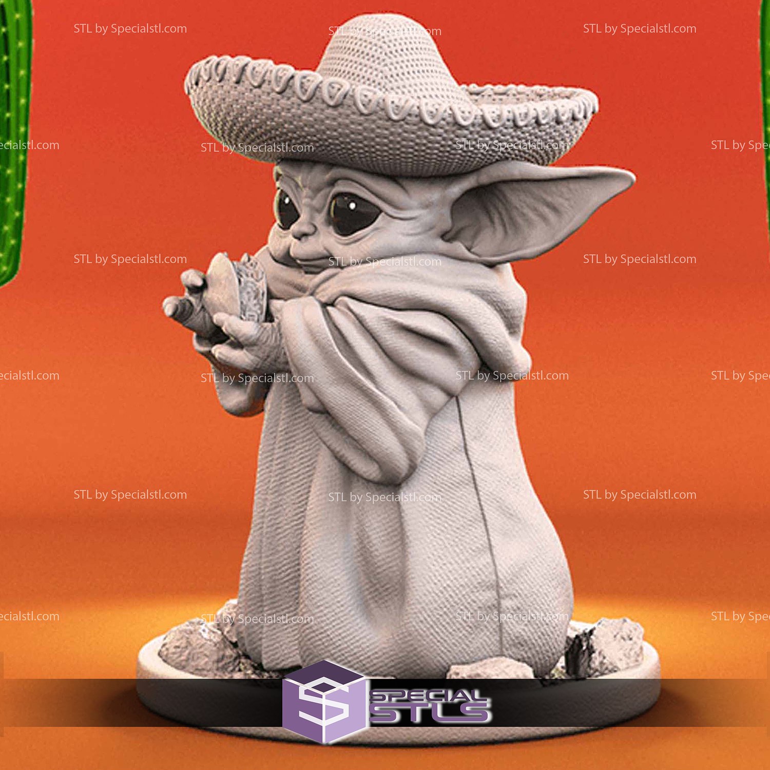 Baby Yoda Cinco de Mayo 3D Printer Files STL Model — view 4