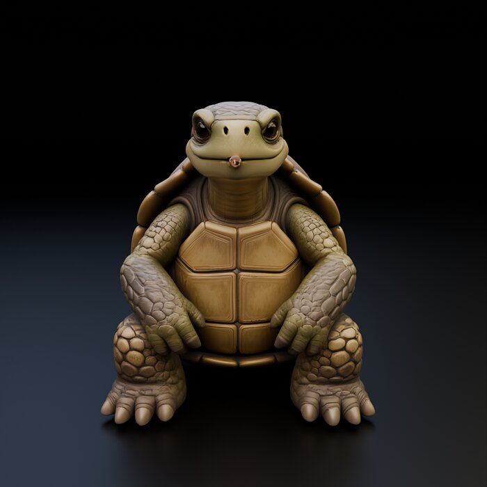 Stylized Turtle Statue - Funny Reptile Character 3D BLEND Model — view 2