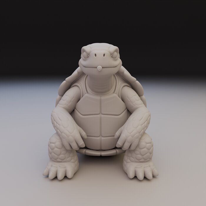 Stylized Turtle Statue - Funny Reptile Character 3D BLEND Model — view 3