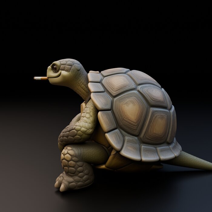 Stylized Turtle Statue - Funny Reptile Character 3D BLEND Model — view 6