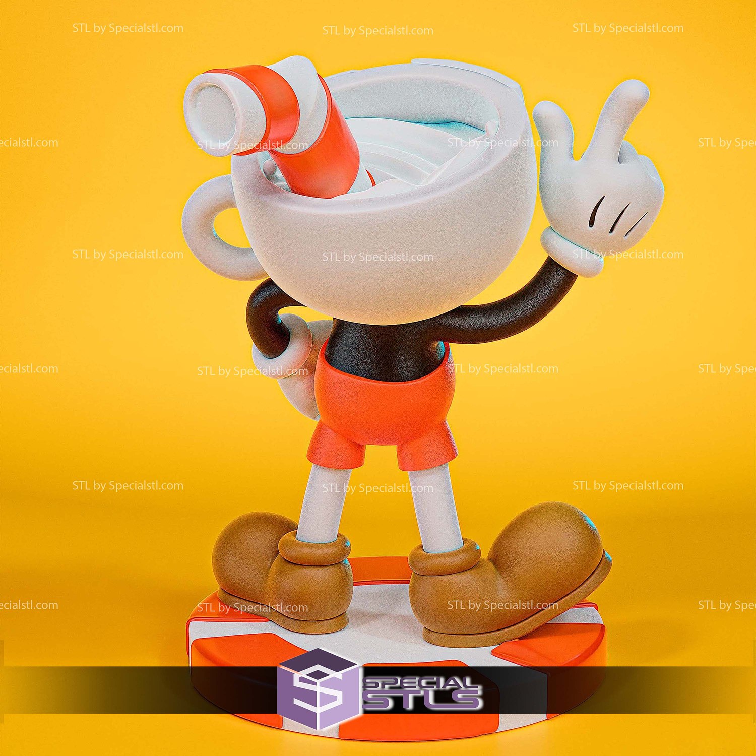 Cuphead Figure 3D Print Files STL Model — view 2