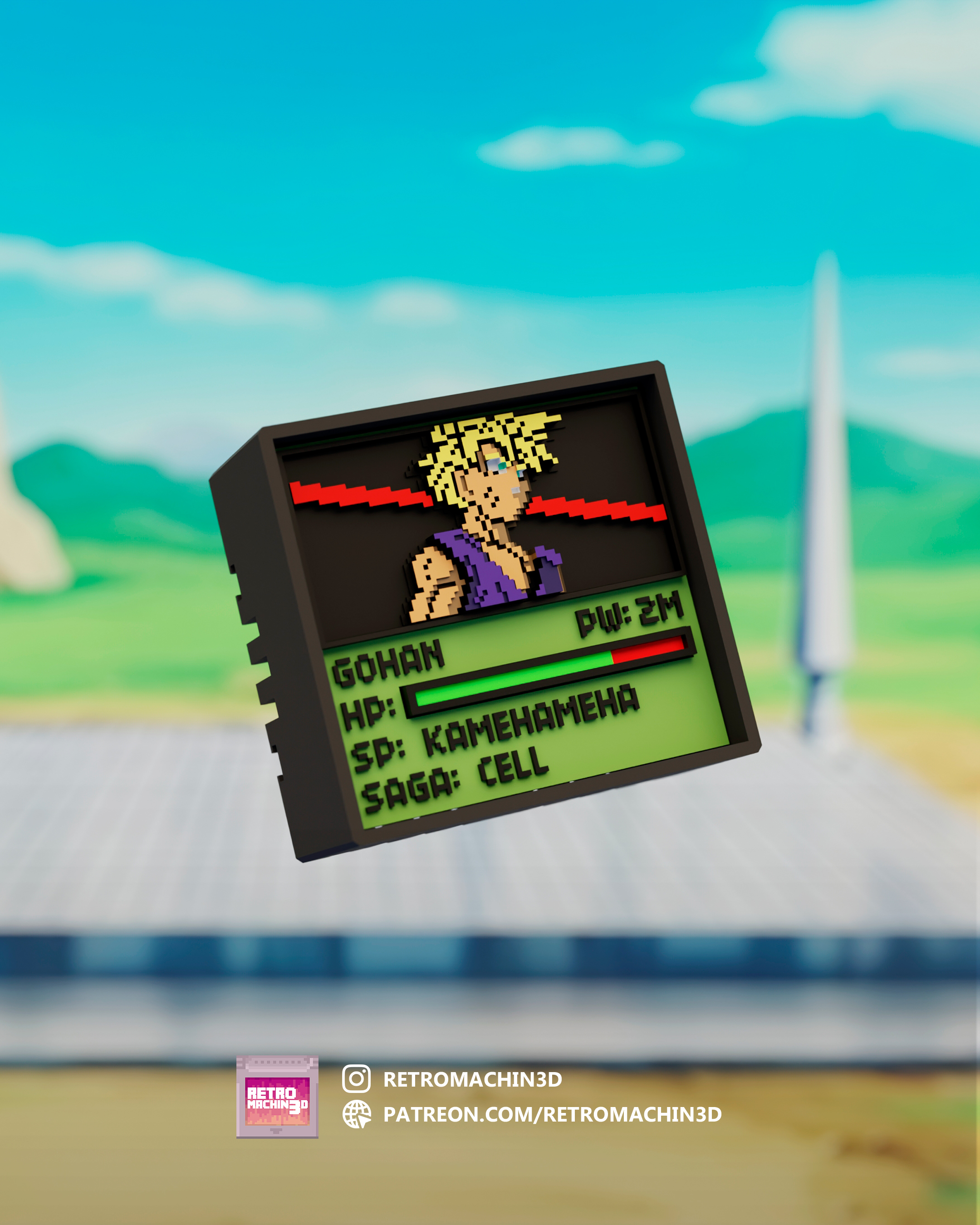 DBZ CELL – Gohan – Pixel Voxel Art Frame (No support, 3MF included) 3D STL Model