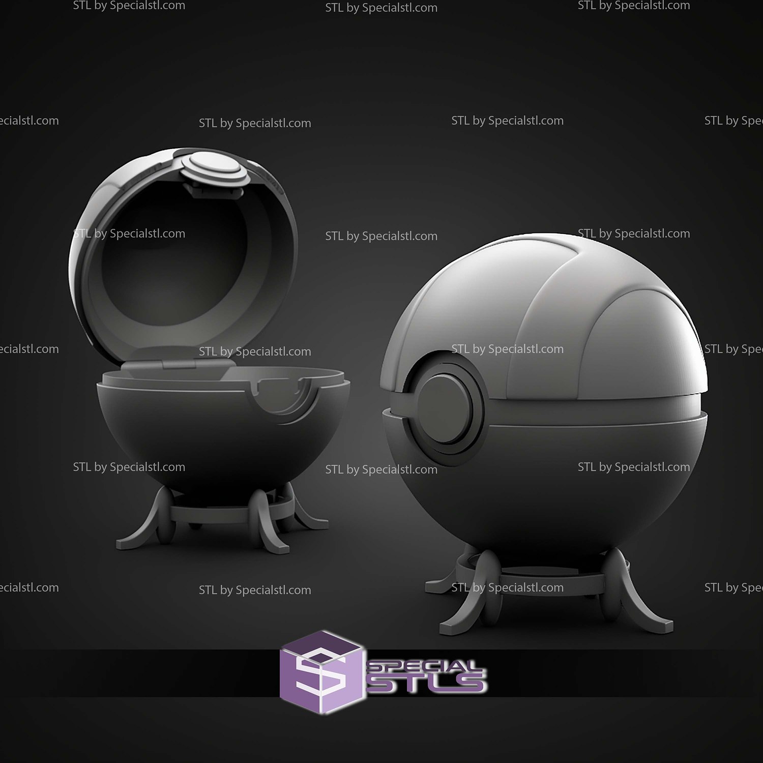 Basic Pokemon Collection Ultra Pokeball 3D STL Model — view 2