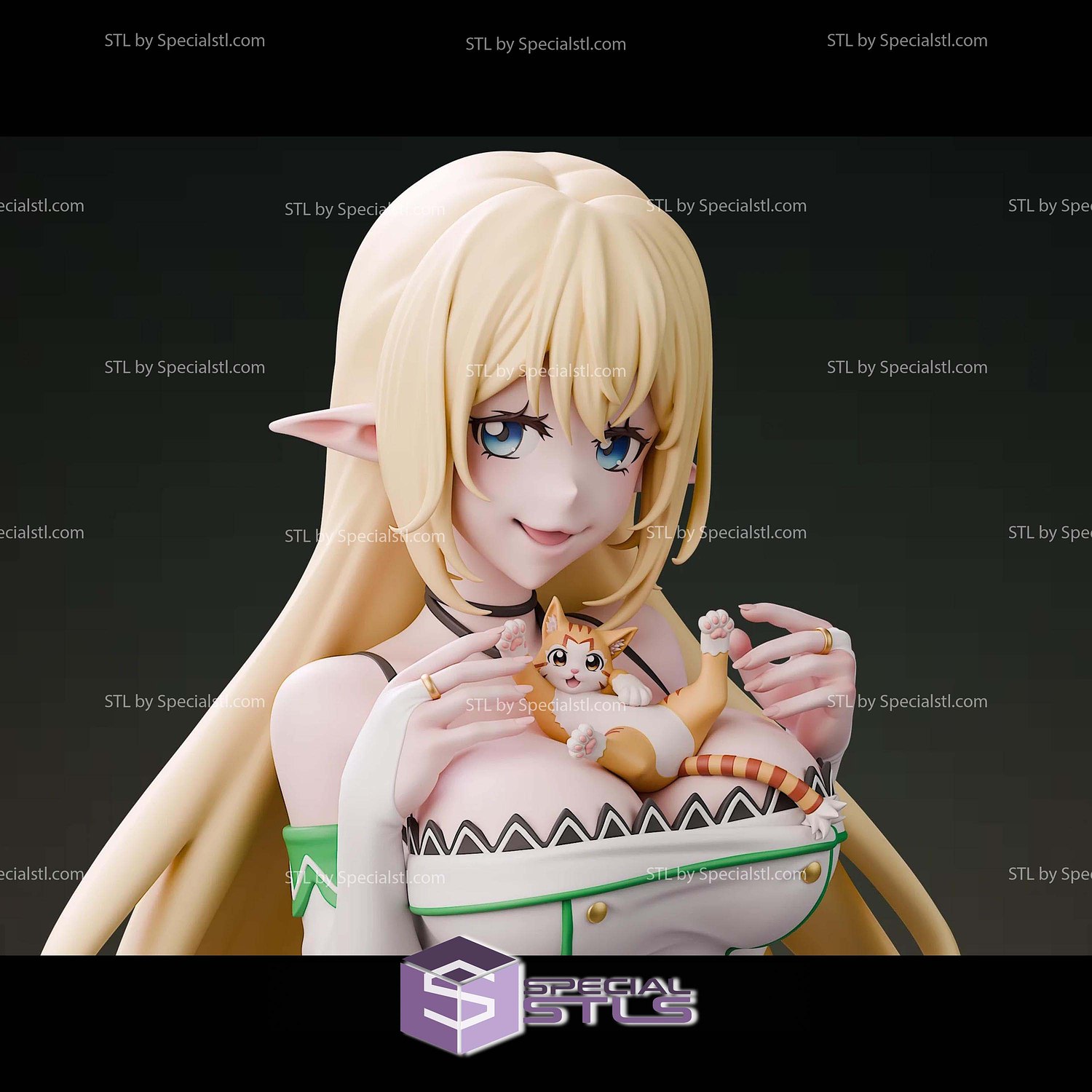 Aria And Tama Beheneko The Elf Girl Cat STL Files 3D Model — view 4