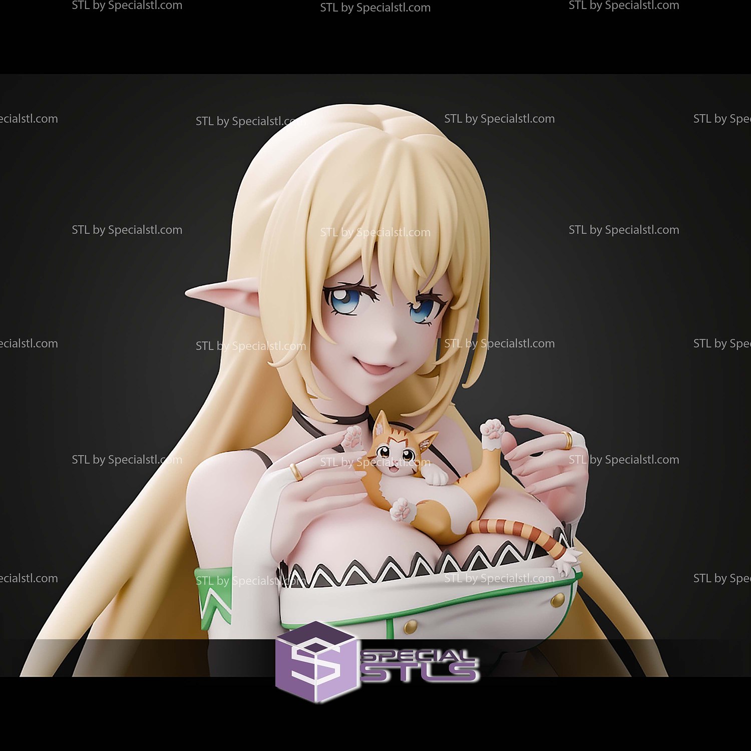 Aria And Tama Beheneko The Elf Girl Cat STL Files 3D Model — view 5