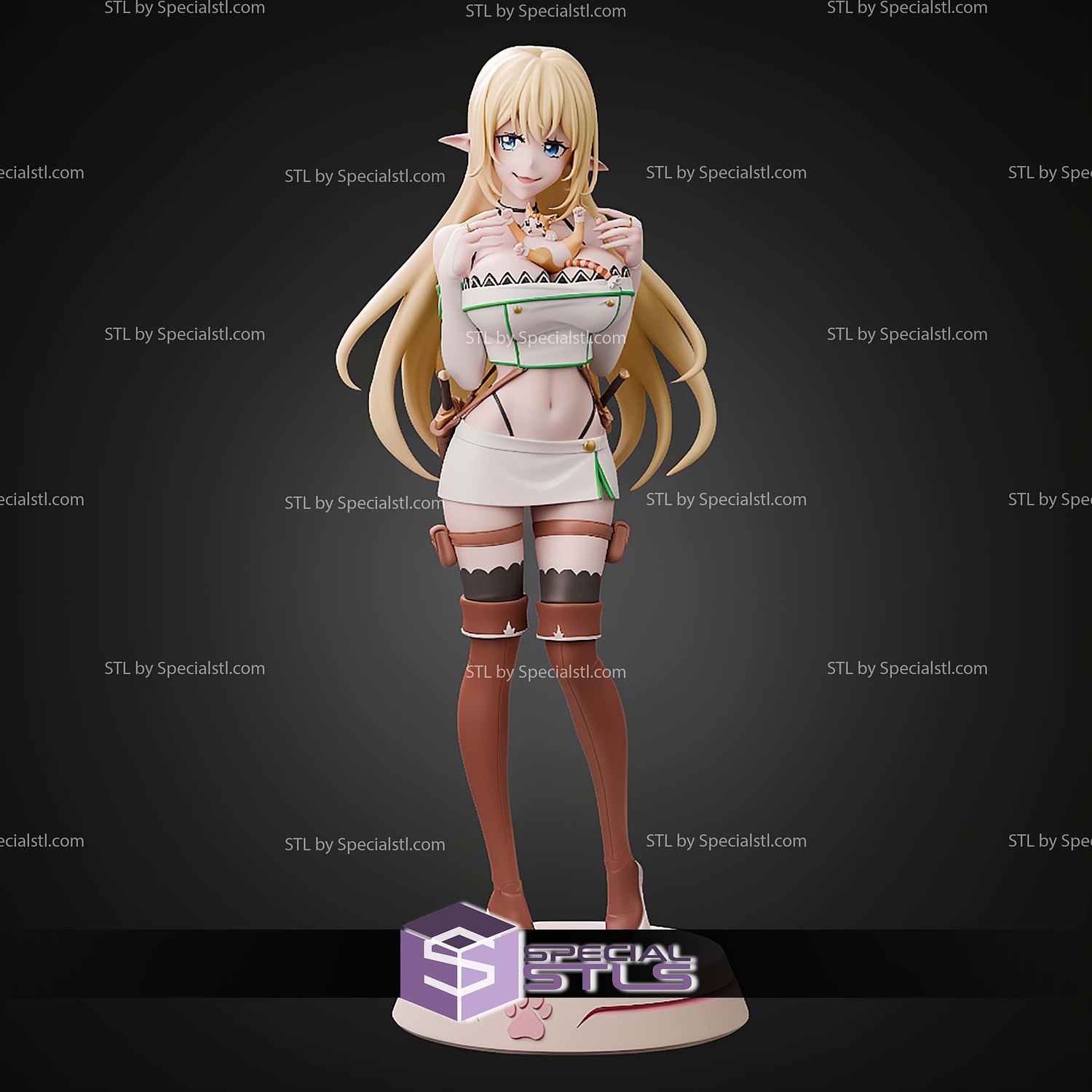 Aria And Tama Beheneko The Elf Girl Cat STL Files 3D Model — view 8