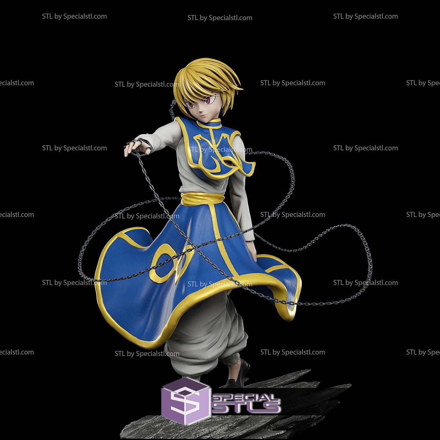 Kurapika Hunter X Hunter Walking STL Files 3D Model — view 5