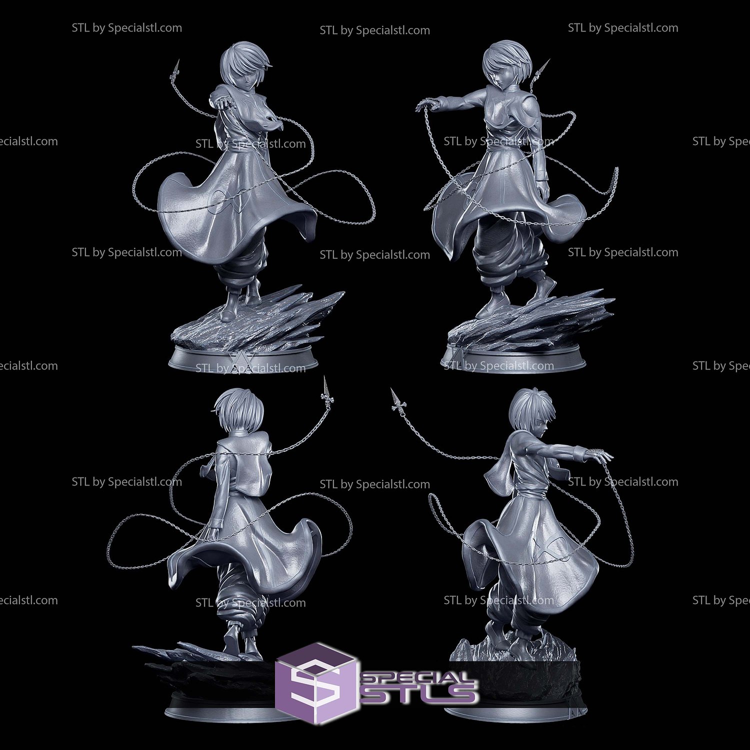 Kurapika Hunter X Hunter Walking STL Files 3D Model — view 6