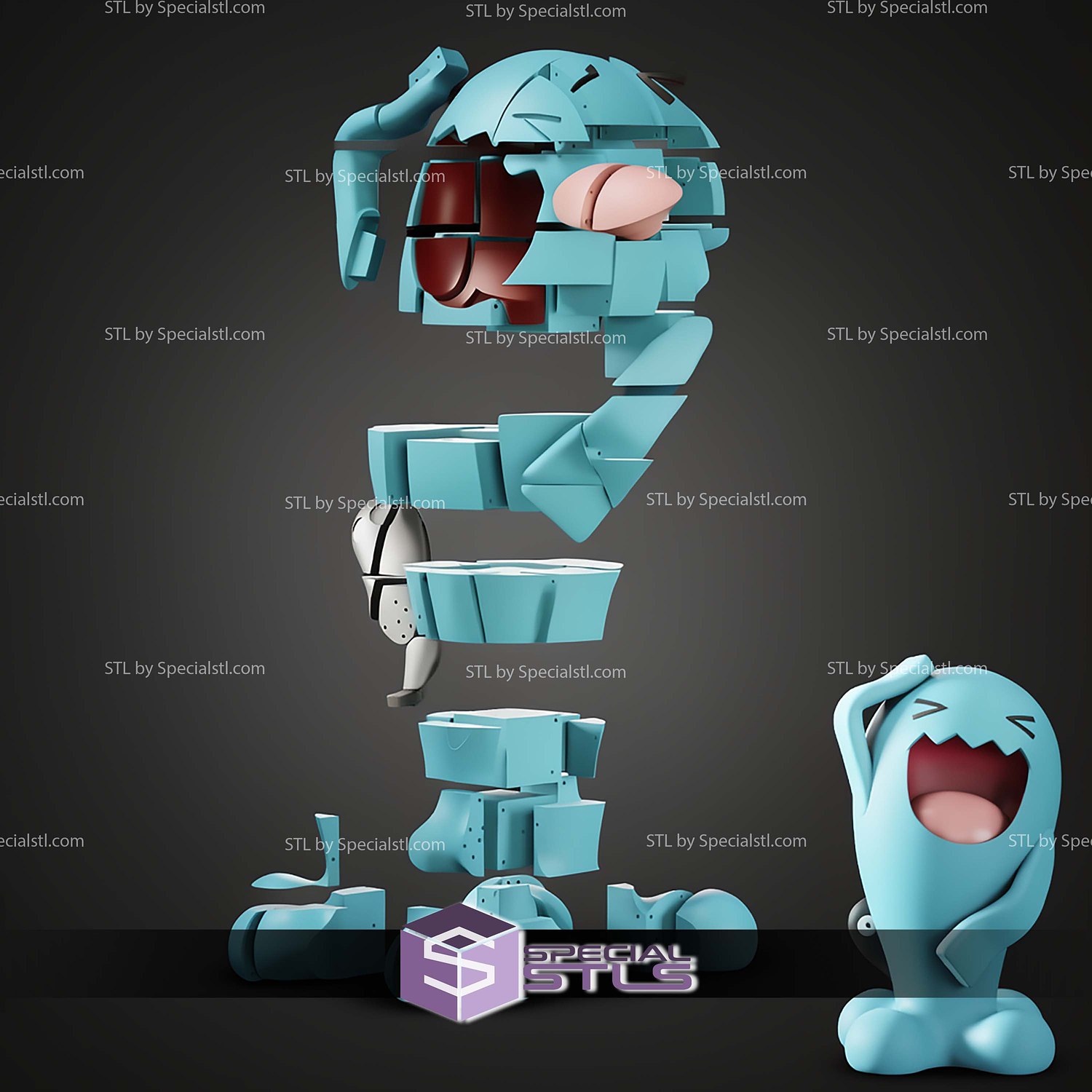 Life Size Wobbuffet STL Files 3D Model — view 6