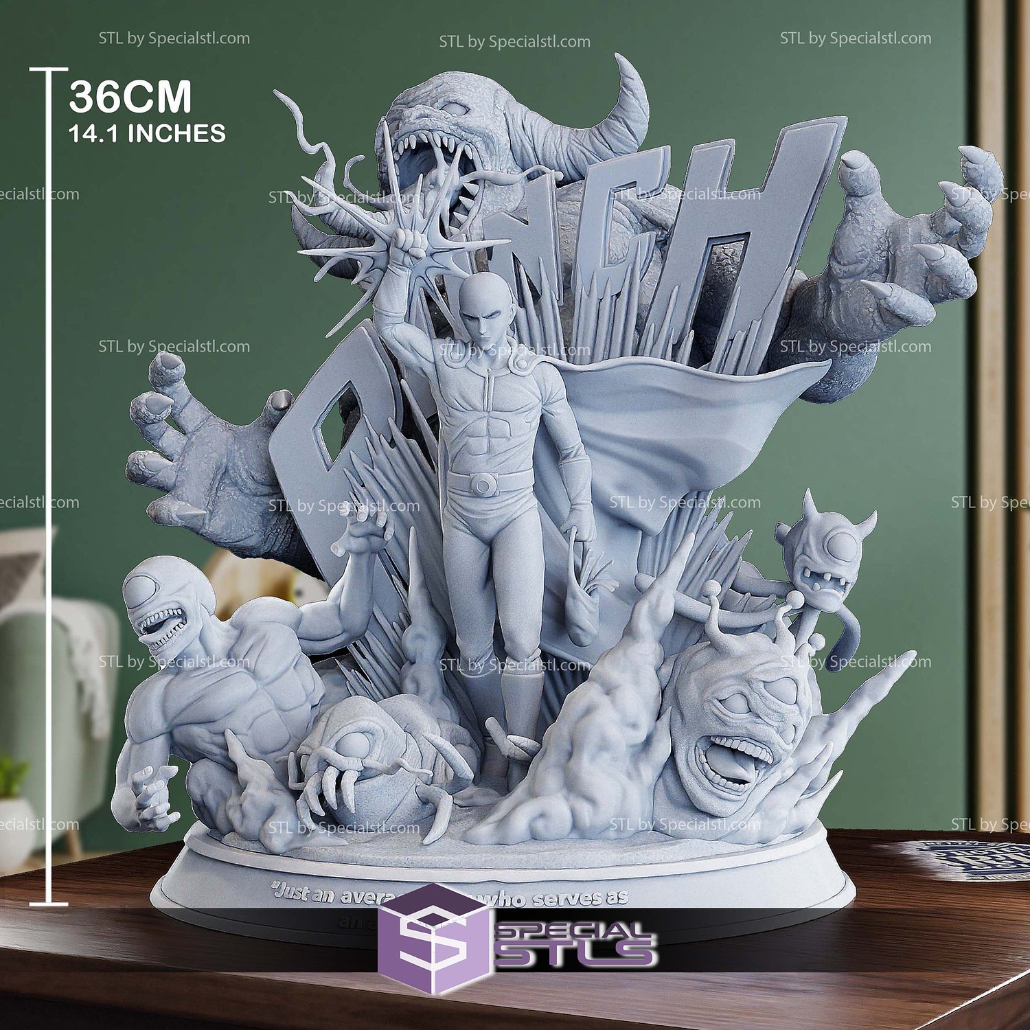 Saitama vs Monsters Diorama 3D Printer Files STL Model — view 2