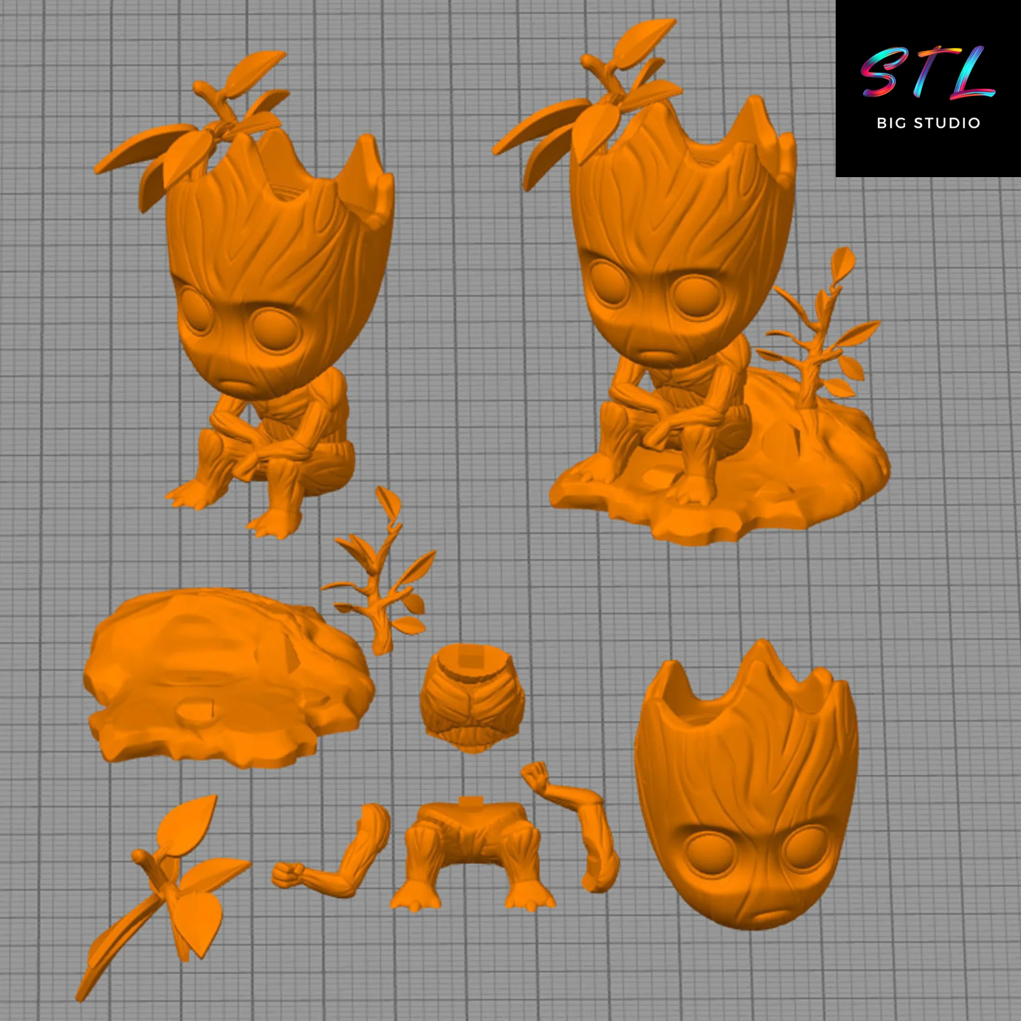 Baby Groot Chibi STL | Adorable 3D Figure for Printing Model — view 3