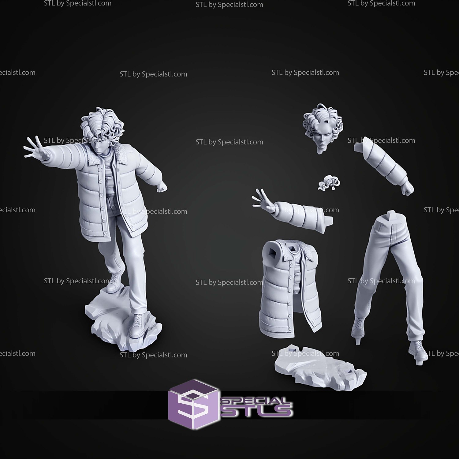 Eleven Stranger Things Cartoon Style 165mm STL Files 3D Model — view 2