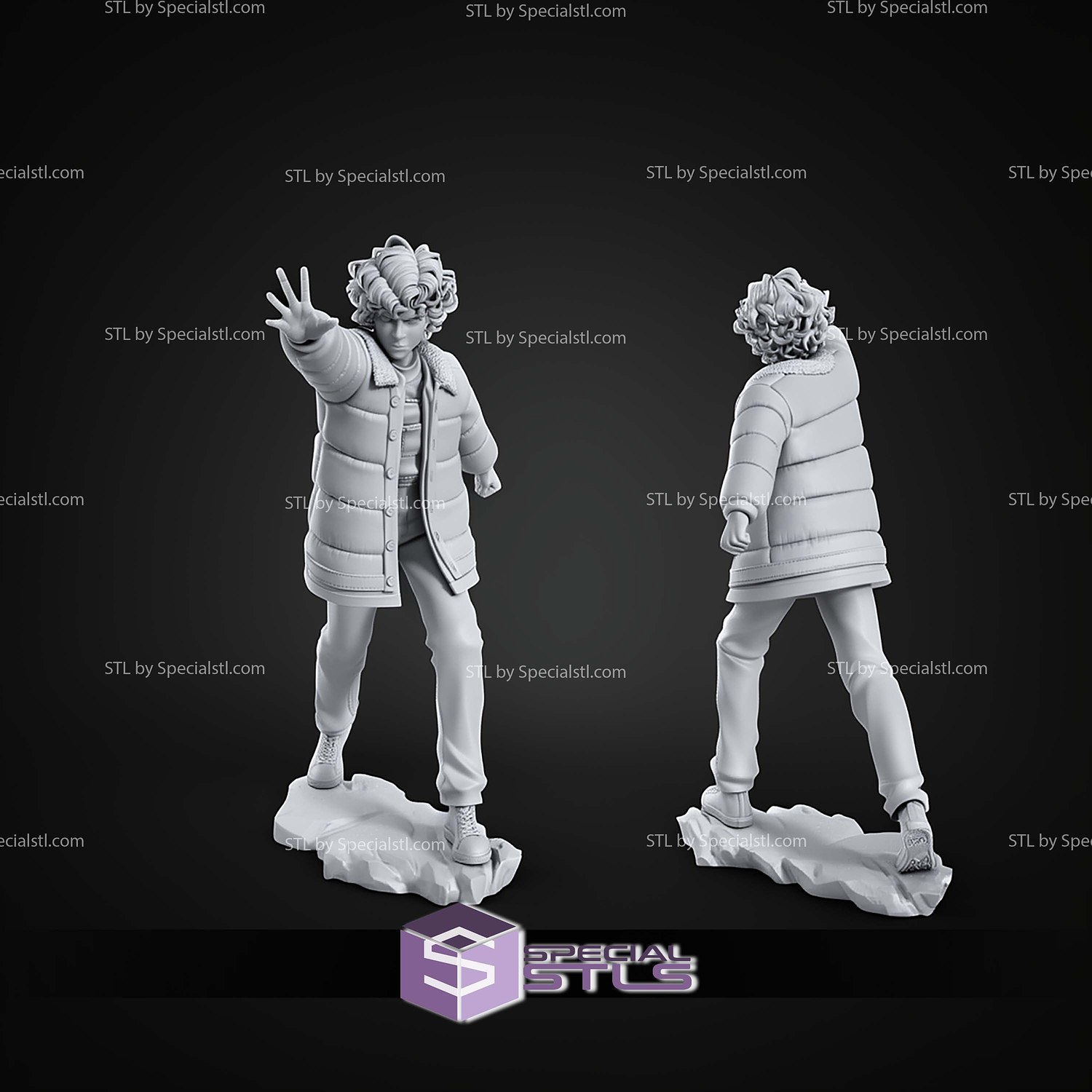Eleven Stranger Things Cartoon Style 165mm STL Files 3D Model — view 3