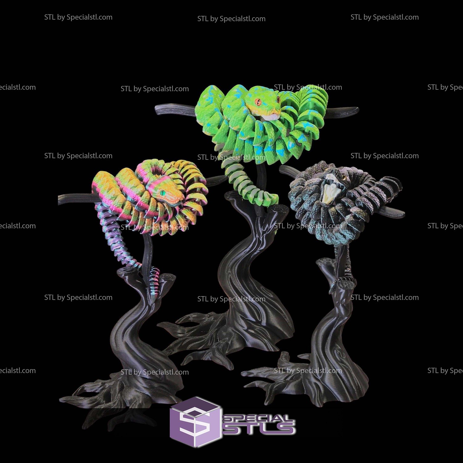 Super Basic STL Green Tree Python Articulated 3D Model — view 2