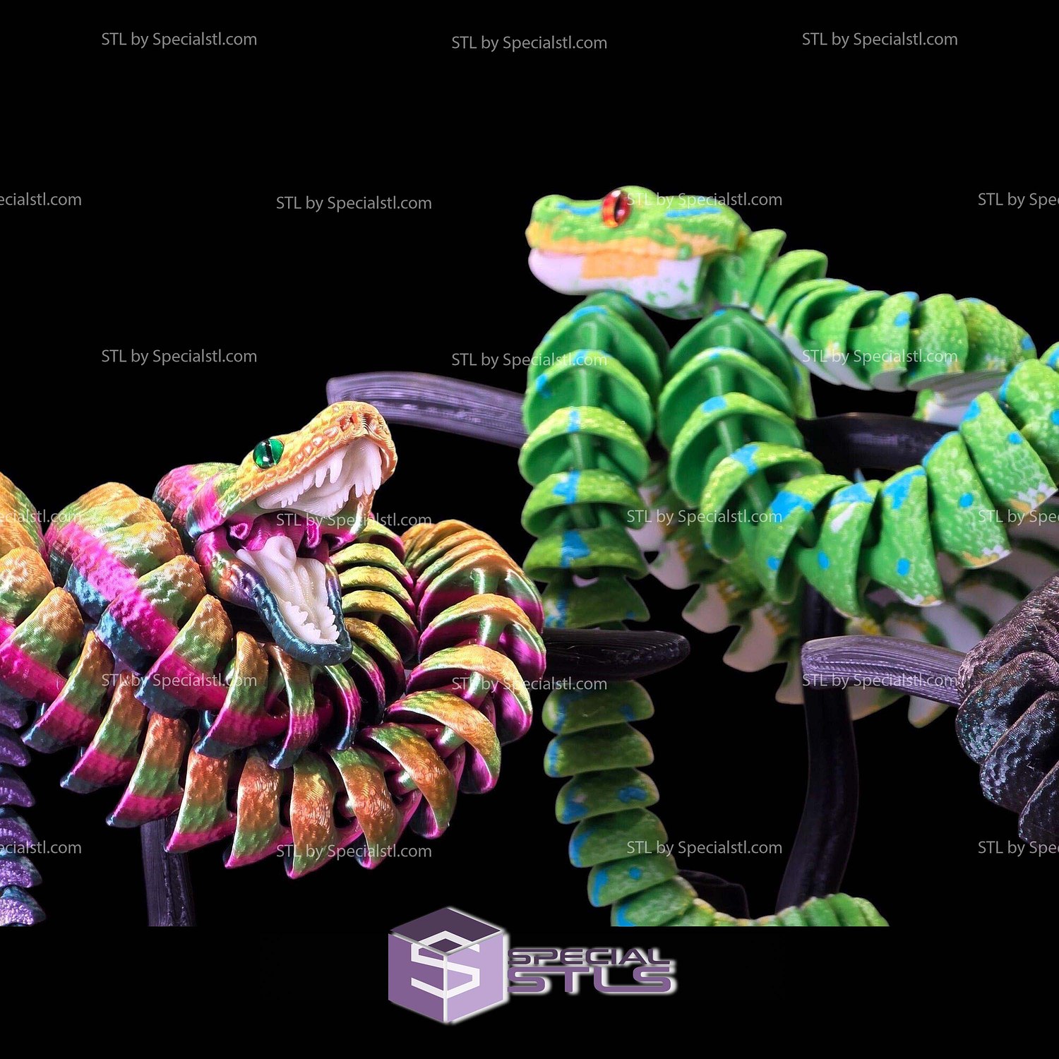 Super Basic STL Green Tree Python Articulated 3D Model — view 4