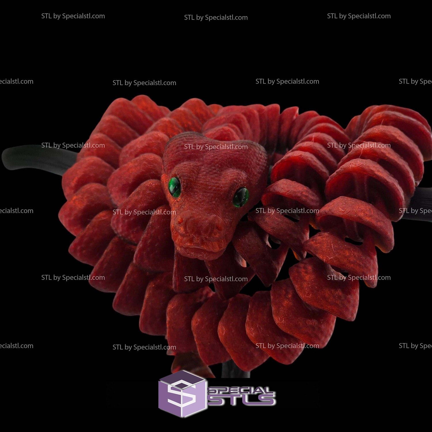 Super Basic STL Green Tree Python Articulated 3D Model — view 5