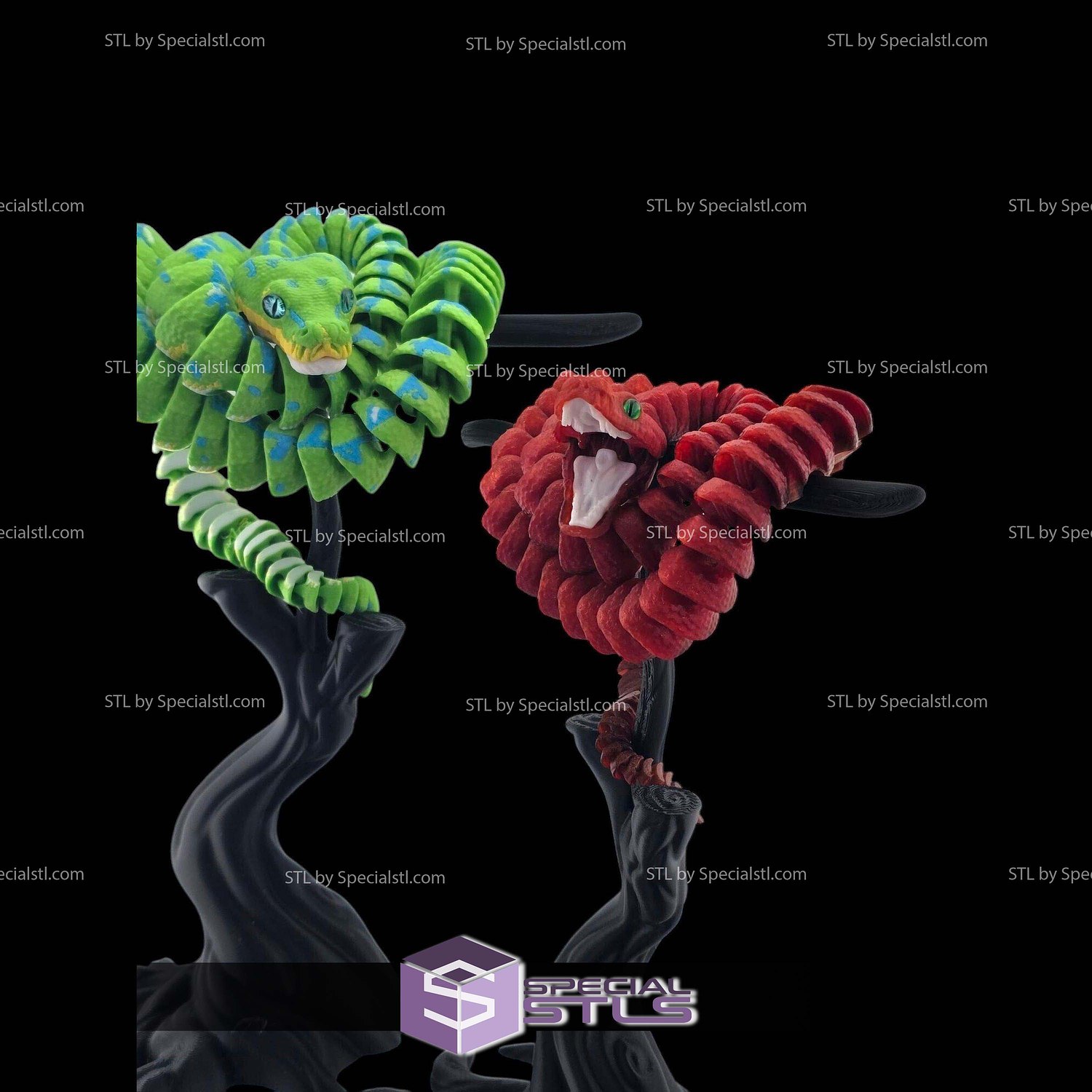 Super Basic STL Green Tree Python Articulated 3D Model — view 7