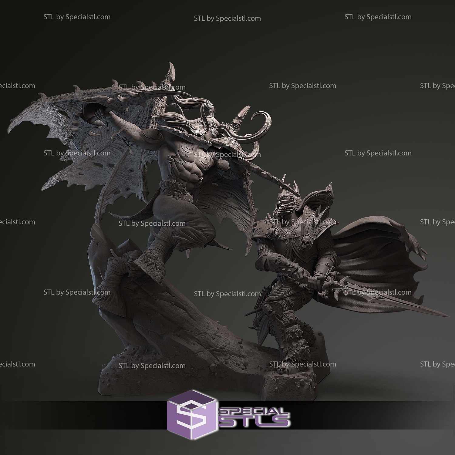 Illidan vs Arthas Warcraft 3D Print Files STL Model — view 2