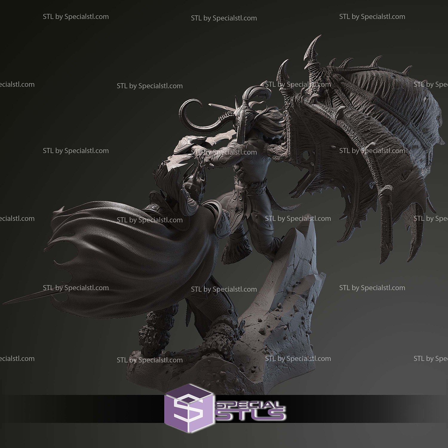 Illidan vs Arthas Warcraft 3D Print Files STL Model — view 3