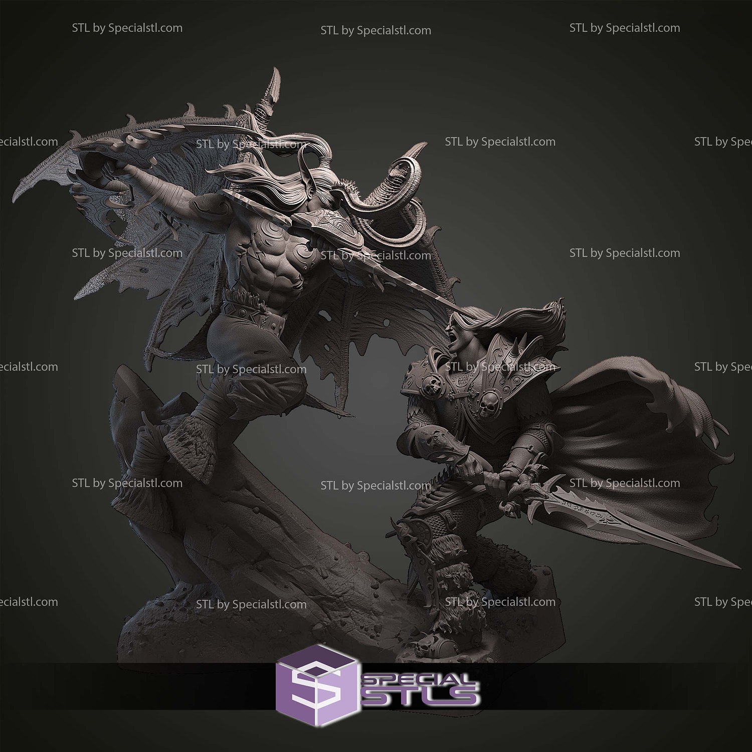 Illidan vs Arthas Warcraft 3D Print Files STL Model — view 5
